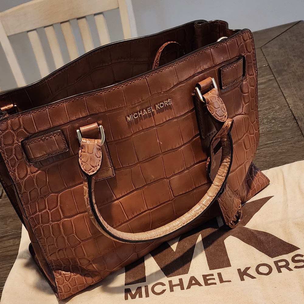 Michael Kors Brown Crocodile Embossed Tote